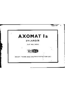 Meopta Axomat 1 a manual. Camera Instructions.